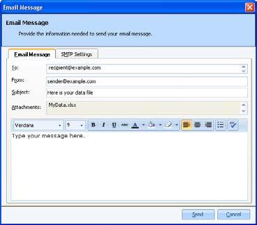Working with Your Data 4 Click the OK button. Outlook automatically opens a new email message with your file attached. You may now enter recipients and a message and send your file.