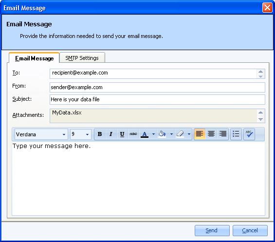 Working with Your Data Outlook automatically opens a new email message with your file attached. You may now enter recipients and a message and send your file.