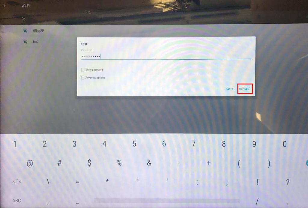 4. Enter your Wi-Fi password using the on-screen keyboard then select Connect : 5.