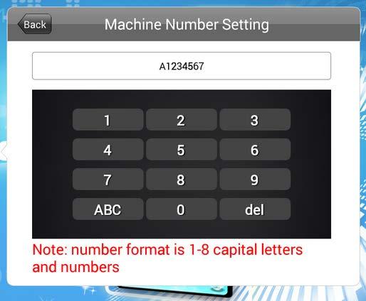 12. Go to System Control and change the Machine Number value from 00000001 to the actual serial number of the screen.