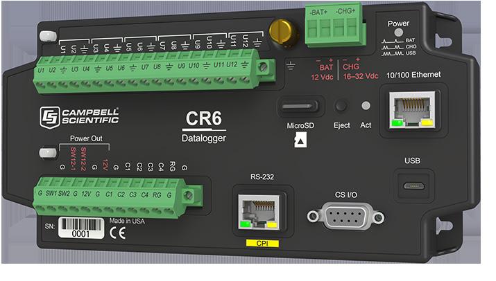 The CR6 also provides faster communications, built in USB and 10/100baseT ports, compact size, and improved analog input accuracy and resolution.