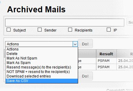 Details Contains the reasons a mail was quarantined and the spam score if it was marked as spam.