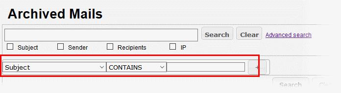 The first drop-down contains the column headers that can be selected for an advanced