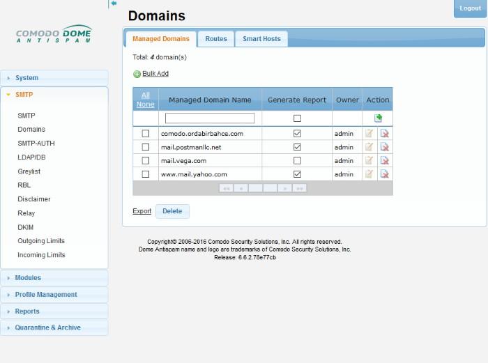 Click the following the links for more details: Managing Domain Names Managing Domain Routes Managing Smart Hosts Default Domain Routing 4.2.
