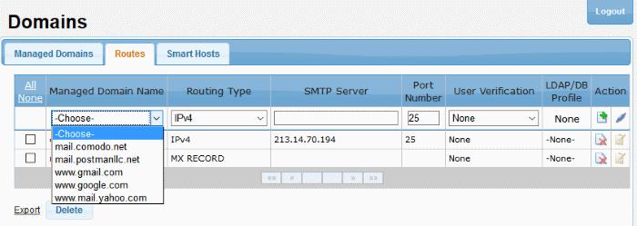 LDAP SMTP Server Enter the IP address or the SMTP server name Port Number The port number to which the Dome Antispam should forward the mail User Verification The type of user verification that Dome
