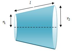 To derive the formula for the surface area of a solid of revolution, I have to start with the formula for the surface area of a frustum which is given by: A = 2πrl Figure 4: Diagram of a frustum