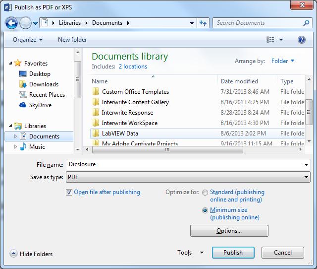 Browse to the location where the document will be saved. Note To create a new folder, click on New folder and type in a name for the folder.