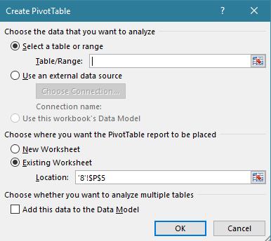 3 Go to the insert tab and choose pivot table 4 This dialog box will show up - put your curser in the