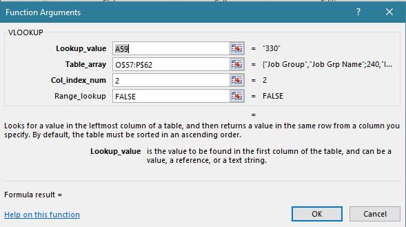 lookup value is saying look at the cell to the left Table Array is telling where to look Col_index_num is telling which col of data to return to your cell Range_lookup - you choose false, so it will