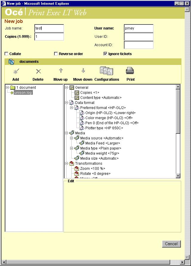 Creating a new job - advanced 1 Click on the 'New job- Advanced' button at the bottom of the screen. A form appears as shown in figure 2 Click Browse to add documents.