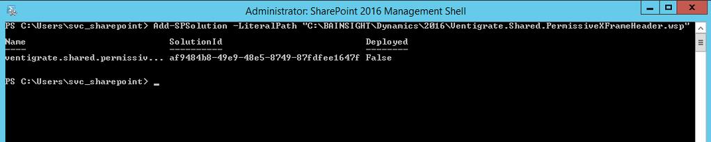 Chapter 2: Install Search for Dynamics Install SharePoint Components Install Permissive XFrame Header SharePoint Solution By default, web browsers allow you to display pages in an iframe, but only