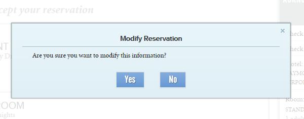 Once you click MODIFY, the following message will display: click YES to confirm the modification.