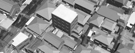 Japan Abstract: Based on building footprints (building polygons) on digital maps, we are proposing the GIS and CG integrated system that automatically generates 3D building models with multiple roofs.