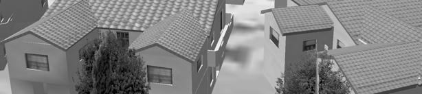 Here are examples of 3D models created by the automatic generation system. Figure 15 shows a proposed 3D urban model where a variety of shapes of 2- story terrace houses are built.