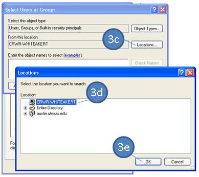 Figure 2 Setting the location for adding user accounts f. In the Select User or Groups dialog, click Advanced. g. In the next dialog that opens, click Find Now.