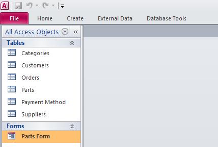 Open a database called Forms - Headers and Footers. You will see the following.