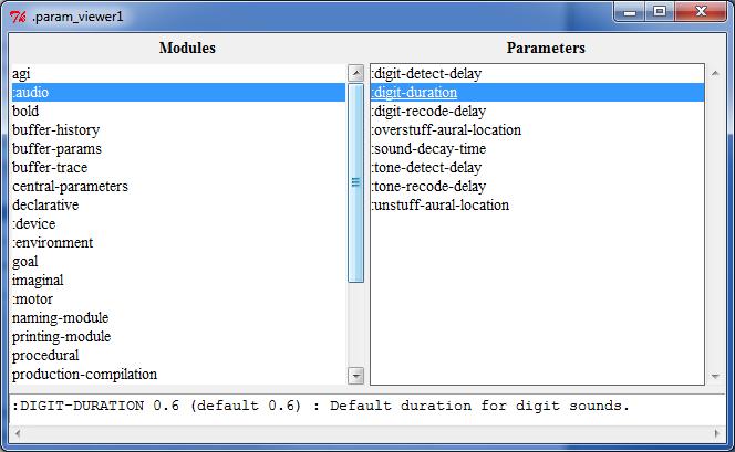 parameters will display the current setting of that parameter, the default setting, and any documentation which the module provides for the parameter at the bottom of the window: Unlike the other