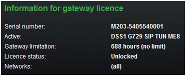 4.2 Licence The BRI gateway can contain different licence keys depending on the Part No. Refer to the Gateway control Firmware/Licence section via the web interface for the current licence key status.