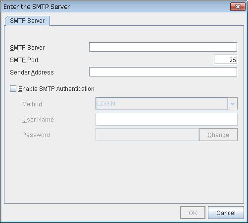 Chapter 5 Other setting details SMTP Server (within 255 bytes) Configure the IP address or host name of the SMTP server. SMTP Port (1 to 65,535) Configure the port number of the SMTP server.