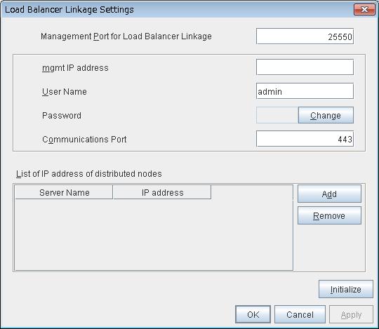 Cluster properties Management Port for Load Balancer Linkage (10000 to 65535) Set the port number used by the load balancer linkage function.