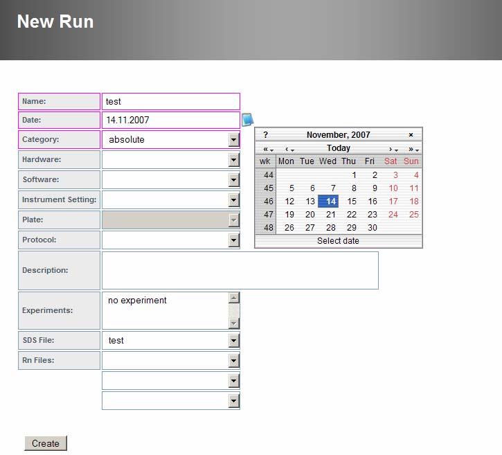 4 Run 4.1 Create a Run A Run in the application represents a performed qpcr run.