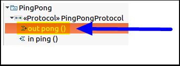 Right-click on the PingPong protocol and select "New UML-RT Child > OutProtocolMessage" 2.