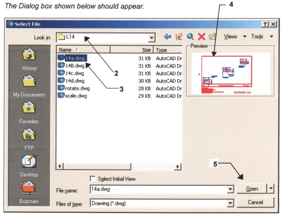 Select the Use a Template box (third from the left). 3. Select 1workbook helper. dwt from the list of templates. 4. Select the OK button (bottom right). OPENING AN EXISTING DRAWING FILE 1.