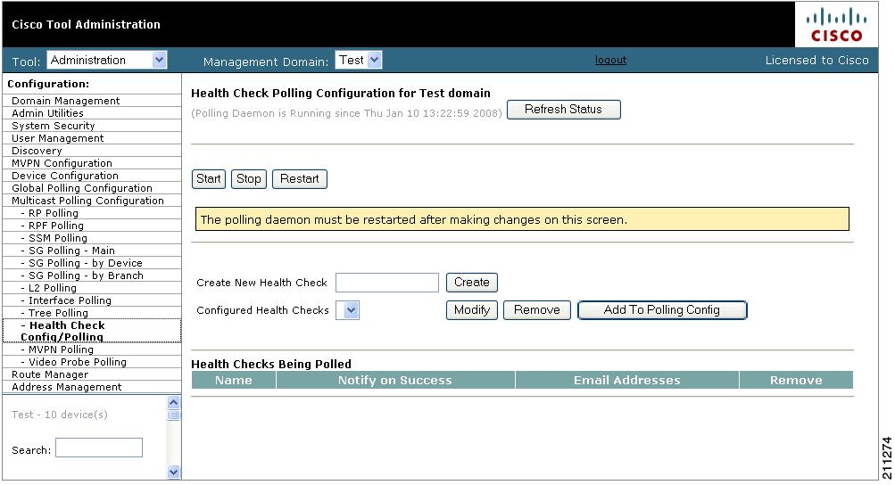 Configuring Specific Multicast Manager Polling Chapter 2 The Health Check Config/Polling