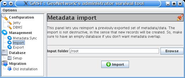 15. Import / export tools 15.1 Introduction Using GAST, you can import and export metadata at will. It allows you to: 1. Create a backup of the entire metadata set.