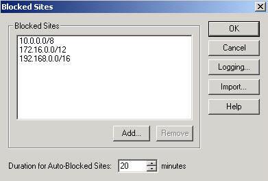 Auto-block source of packets not handled This option, when enabled, will cause the Firebox to automatically add the source IP address of packets blocked by default to the temporary blocked site list.