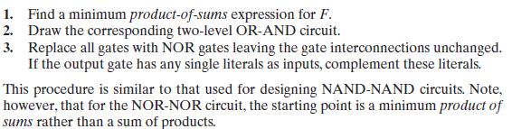 Design of Two-Level NAND- and NOR- Gate Circuits