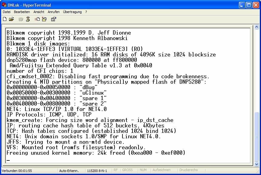 IGW/900 Using a Windows-based Host Now turn on the power for the IGW/900 and you will see all steps of the DNP/5280 boot process in the terminal program window at your PC.