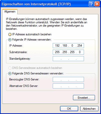 change the assigned IP-address of your host to 192.168.0.254.