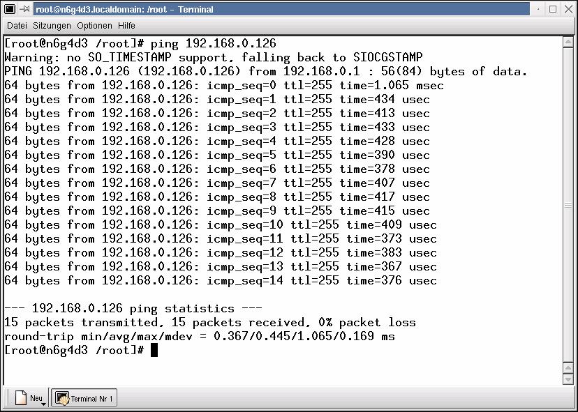 IGW/900 Using a Linux-based Host 6.2 Checking the Ethernet Link Please open a shell window and type in ping 192.168.0.126.