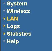 3.4 LAN Settings (Static / DHCP) Click on the LAN link on the navigation dropdown menu.