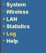 3.6 Logs Click on the Logs link on the navigation dropdown menu. Logs display a list of events that are triggered on the Ethernet and Wireless interface.
