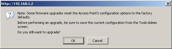 The above dialog box requests you to confirm the upgrade process. Click on the OK button to continue.