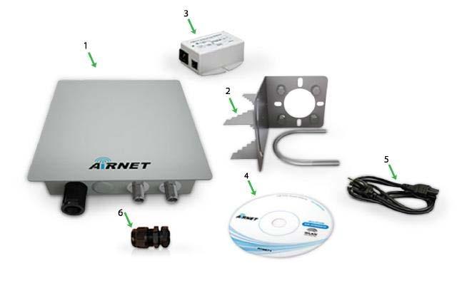 Hardware Installation Package Contents Take a moment to ensure you have all of the following parts in your AIRNET 300Mb MIMO Outdoor AP/Bridge installation kit before you begin installing the product.