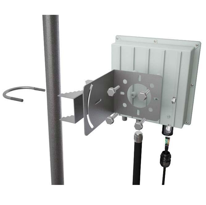 Mounting AIRNET MIMO Outdoor Bridge in the pole or tower Netkrom AIRNET MIMO Outdoor Bridge device can be mounted on the pole or tower as shown in