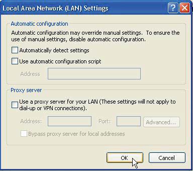 Step 2: Open the Connections tab and in the LAN Settings section disable all the option boxes.