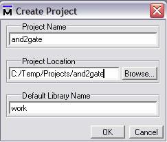 2. Once ModelSim opens, the next step is to create a new project Click on File, then New, then choose Project on the drop down menu Enter your project name (this does not affect
