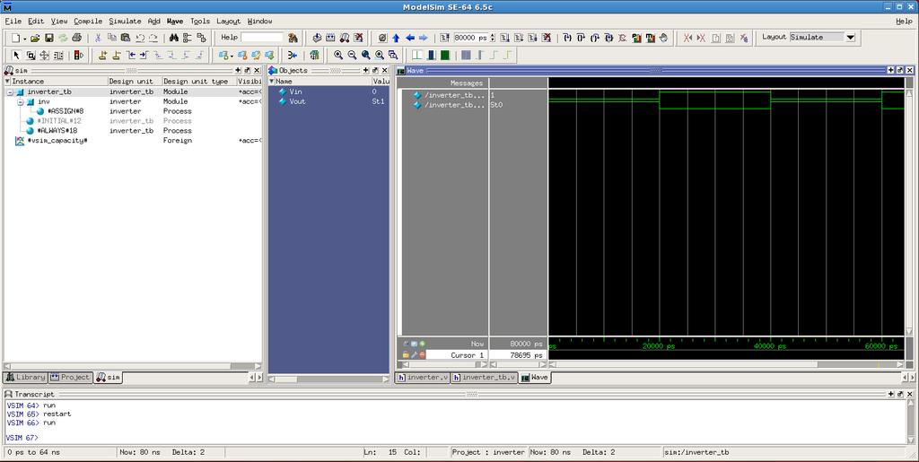 Select inverter_tb Uncheck the Optimize Design box and click OK button 12. Next we create a simulation waveform window.