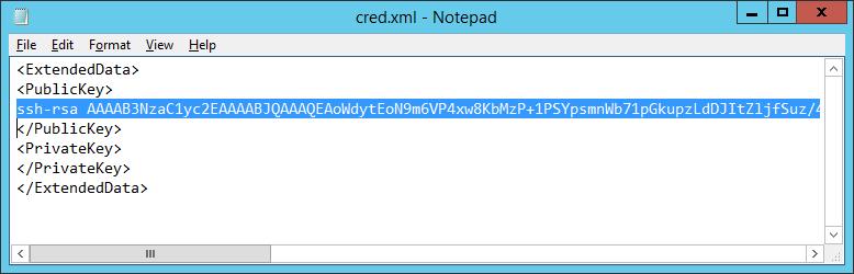 Create a xml file named cred.xml in C:\.