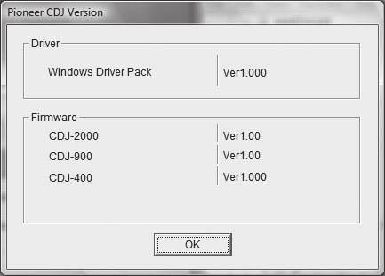 Checking the version of the driver software Click Windows [Start] menu >[All Programs]>[Pioneer]>[Pioneer CDJ]>[Pioneer CDJ Version Display Utility].