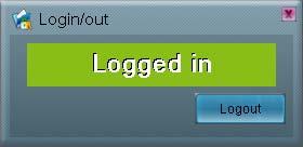 The Login/out window will pop up. Current status, Logged in will show in green.