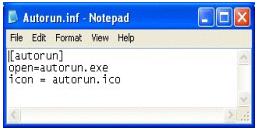 Example of Autorun.inf Click Autorun Manager on the UFD Utility bar. Autorun Manager window will pop up as below.