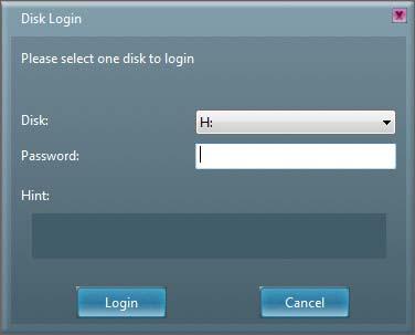 3.7 Security Folder Click Security Folder on the UFD Utility bar Disk Login window will pop up as