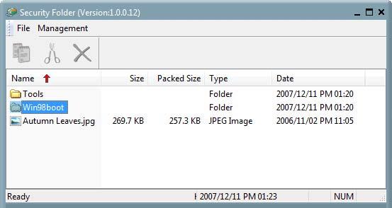 Files added to the Security Folder will be automatically compressed to save space.