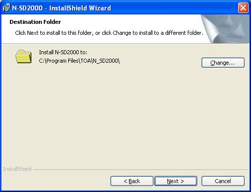 CHAPTER 2. PREPARATIONS Designate the folder in which the software is to be installed. Click the Next button.