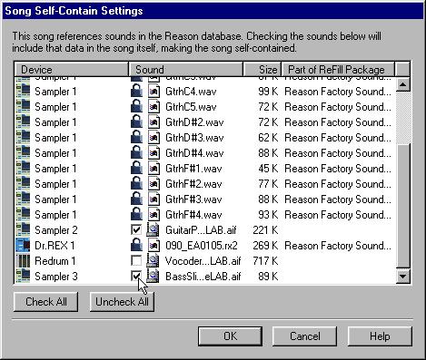 About Self-contained Songs The song is the main file format in Reason. A song contains the device setup and all settings in the rack, as well as everything you have recorded in the sequencer.